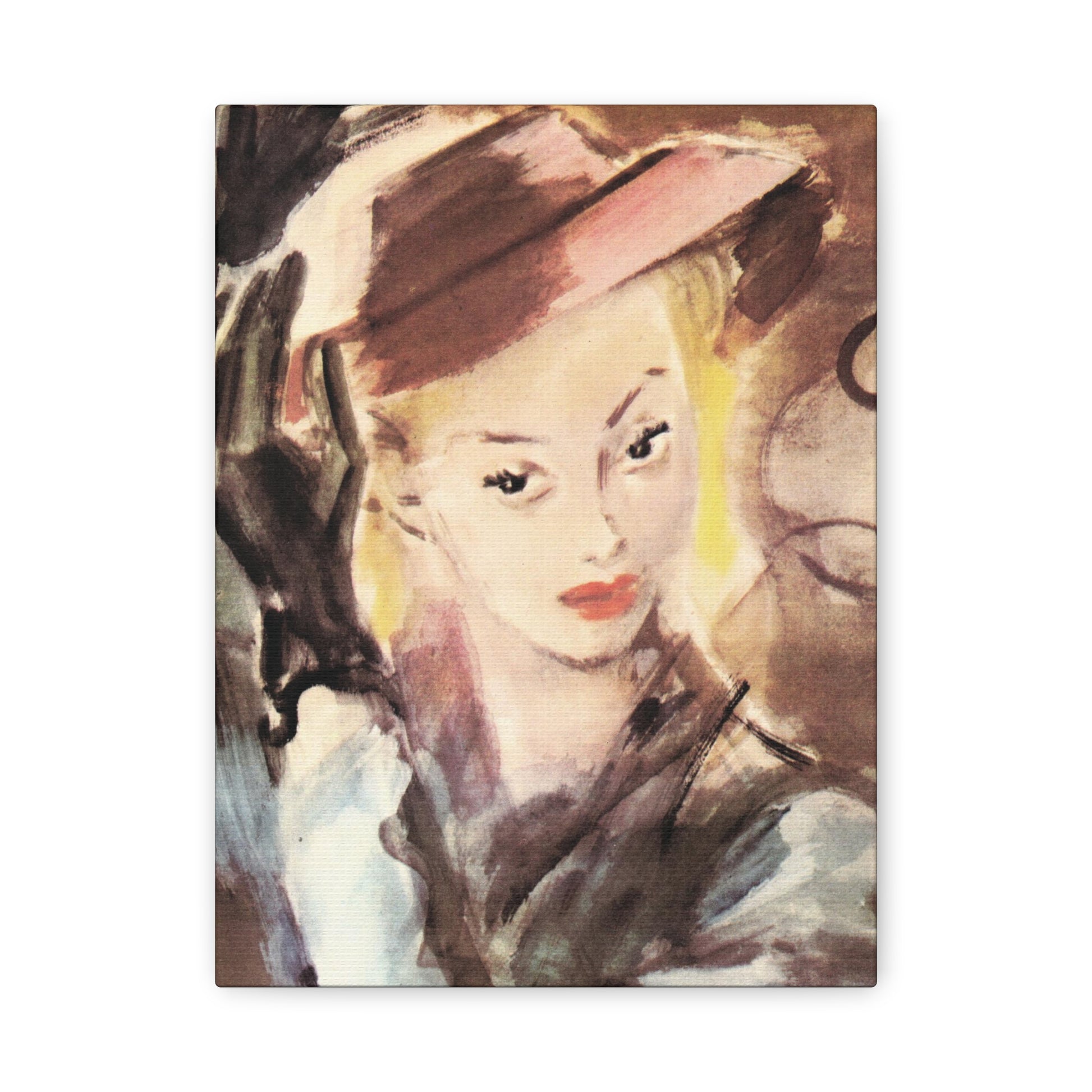 Mystery in Millinery: A Vintage Vogue Canvas Limited Edition - Collectible Fashion Wall Art-CropsyPix