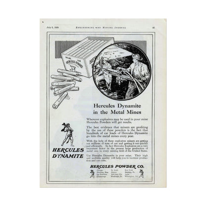 Vintage 1920 Hercules Dynamite Mining Advertisement Poster-CropsyPix