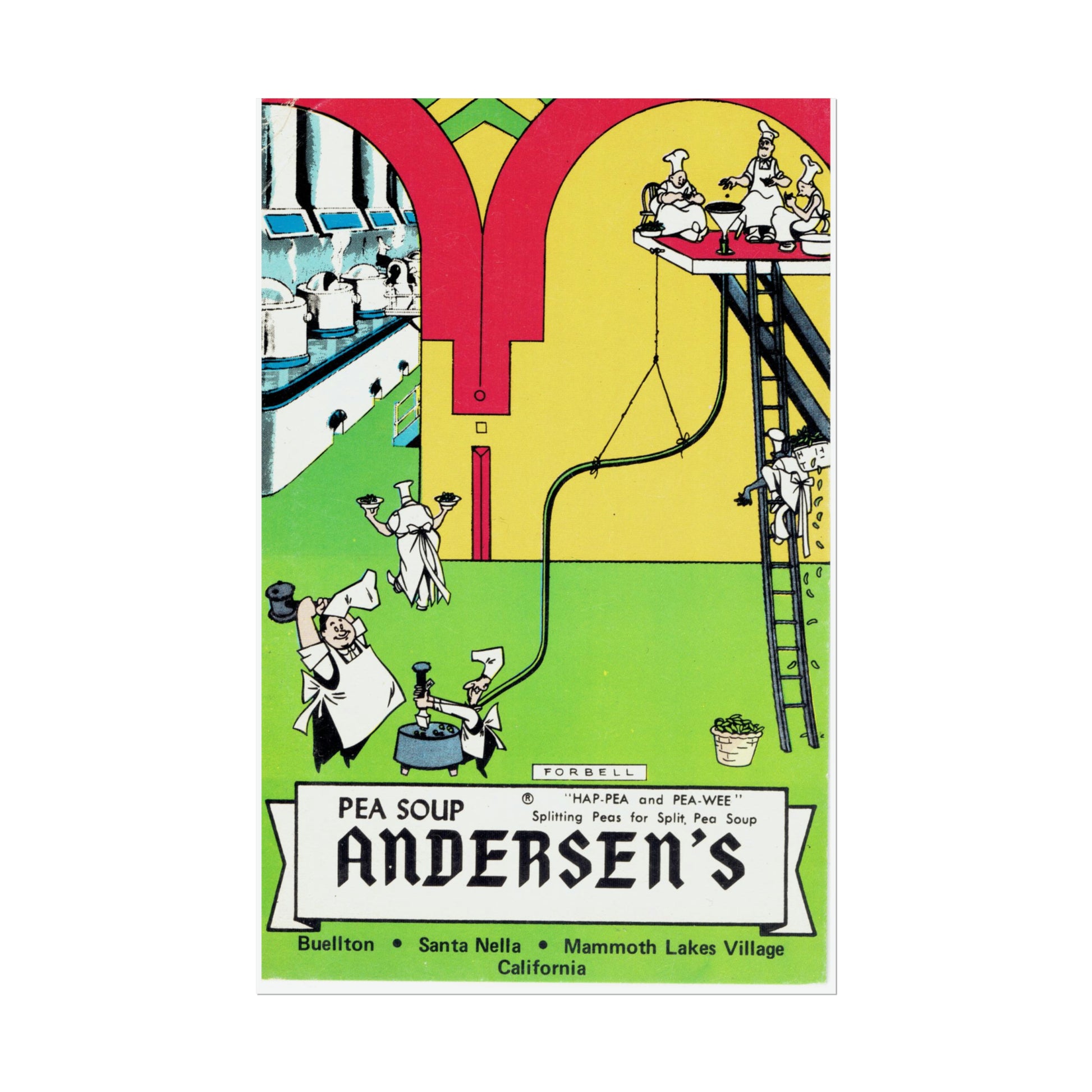 Hap-Pea Chefs at Work: Vintage Pea Soup Andersen's Poster Buelton, California-CropsyPix