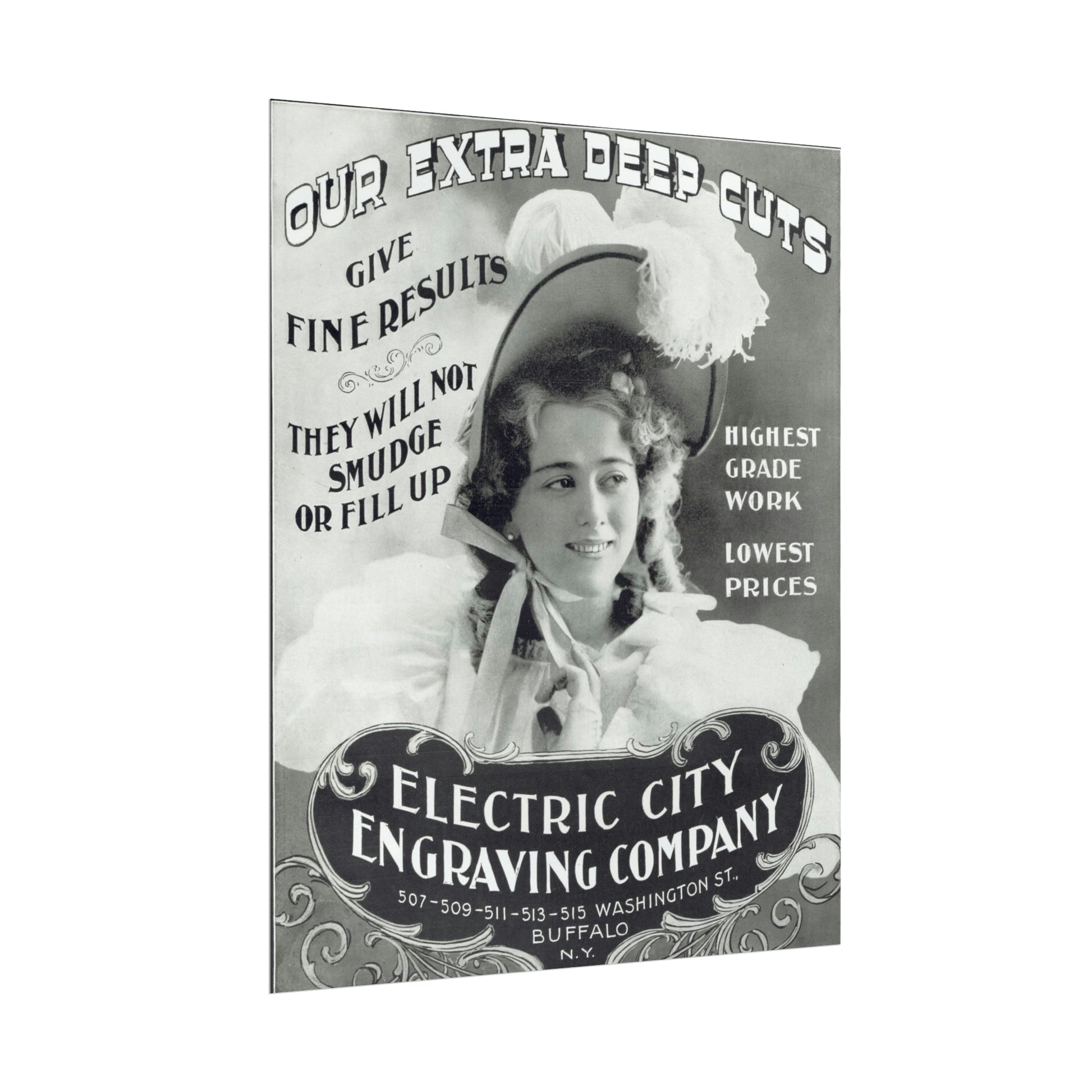 1920s Electric City Engraving Company Vintage Ad Featuring Elegant Lady - Authentic Reproduction-CropsyPix