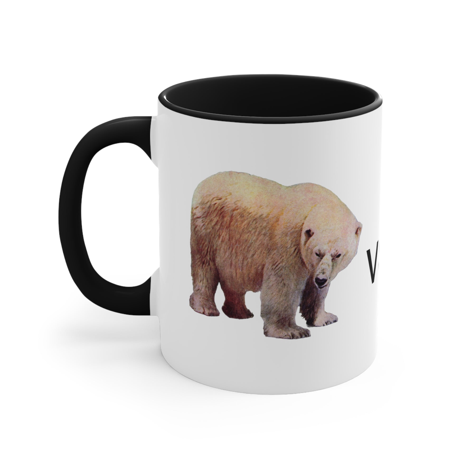 Arctic King vs. Jungle Emperor Mug - 11oz Black Handle 'Polar Bear vs. Lion' Wildlife Coffee Cup-CropsyPix