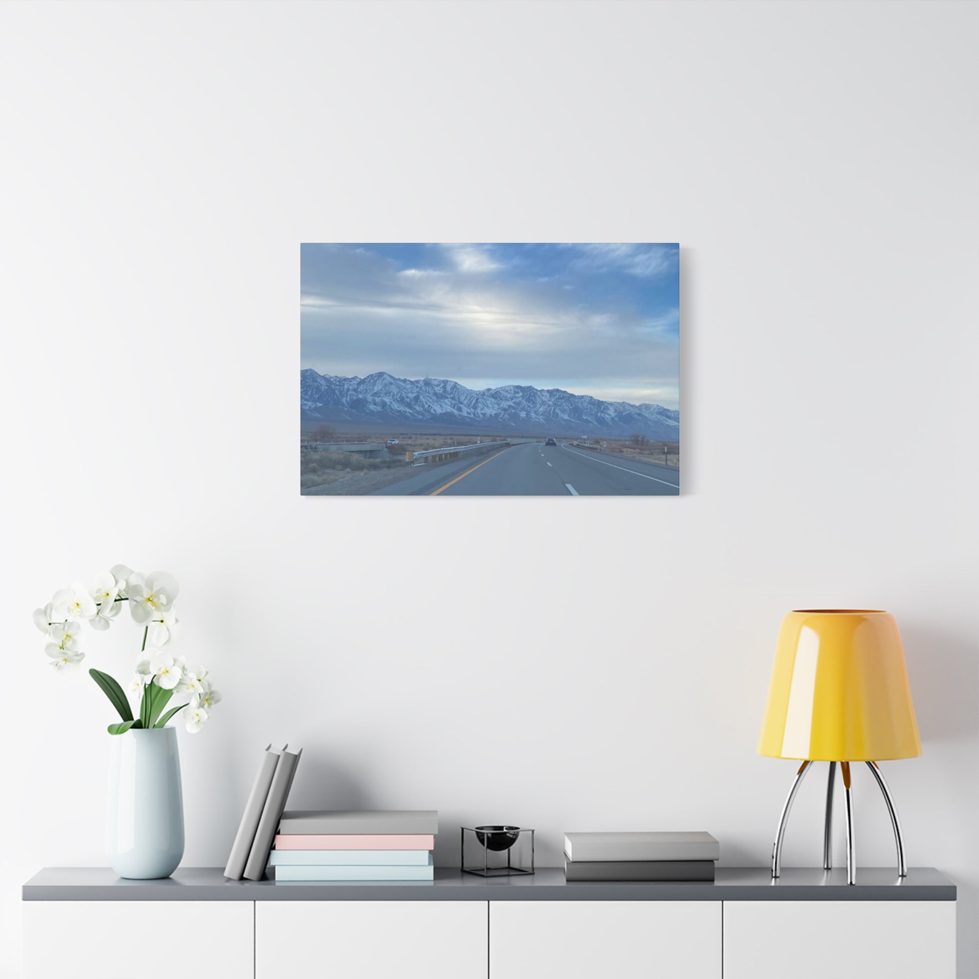 Highway 395 California Canvas Art - Serene Sierra Nevada Mountainscape-CropsyPix