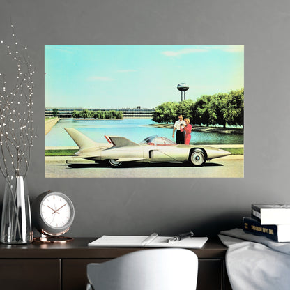 Space Age Dream: 1950s Vintage Futuristic Concept Car Design Matte Poster