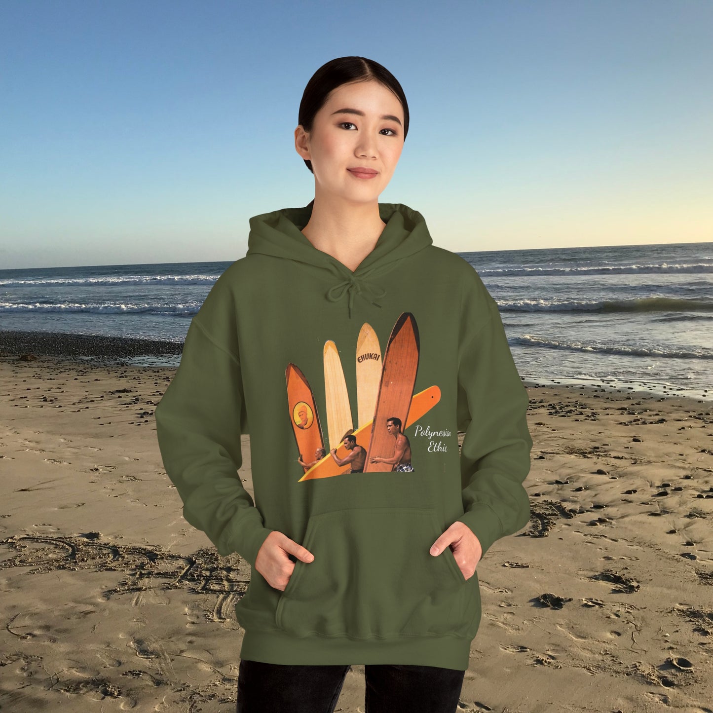 "Polynesian Ethic" Longboard Surf Unisex Heavy Blend™ Hooded Sweatshirt