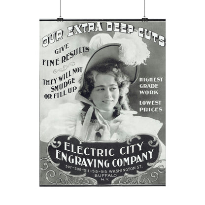 1920s Electric City Engraving Company Vintage Ad Featuring Elegant Lady - Authentic Reproduction-CropsyPix