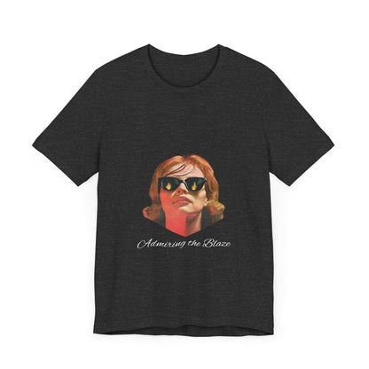 "Admiring the Blaze" Shirt - Classic Style Woman with Fiery Sunglasses Print Tee, Unisex