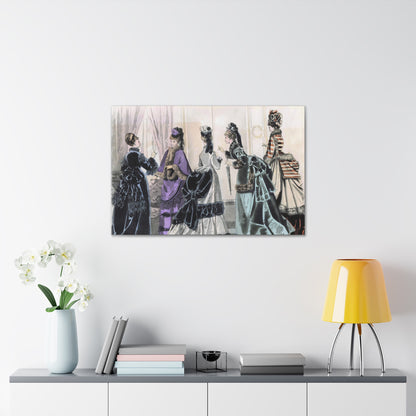 Victorian Elegance: 19th Century Ladies' Social Gathering Canvas Print