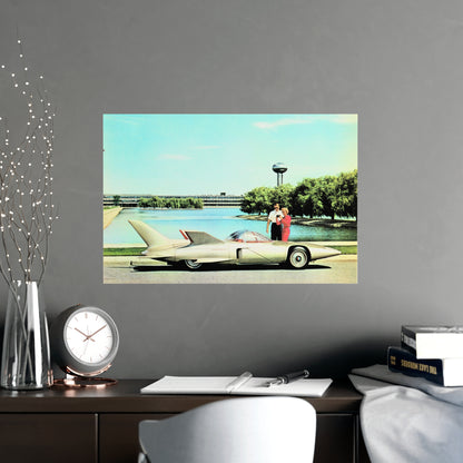 Space Age Dream: 1950s Vintage Futuristic Concept Car Design Matte Poster