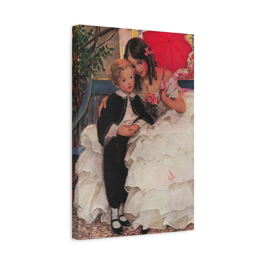 Vintage ‘David Copperfield and His Mother’ Print - Jessie Willcox Smith Illustration on a Matte Canvas, Stretched, 1.25"-CropsyPix