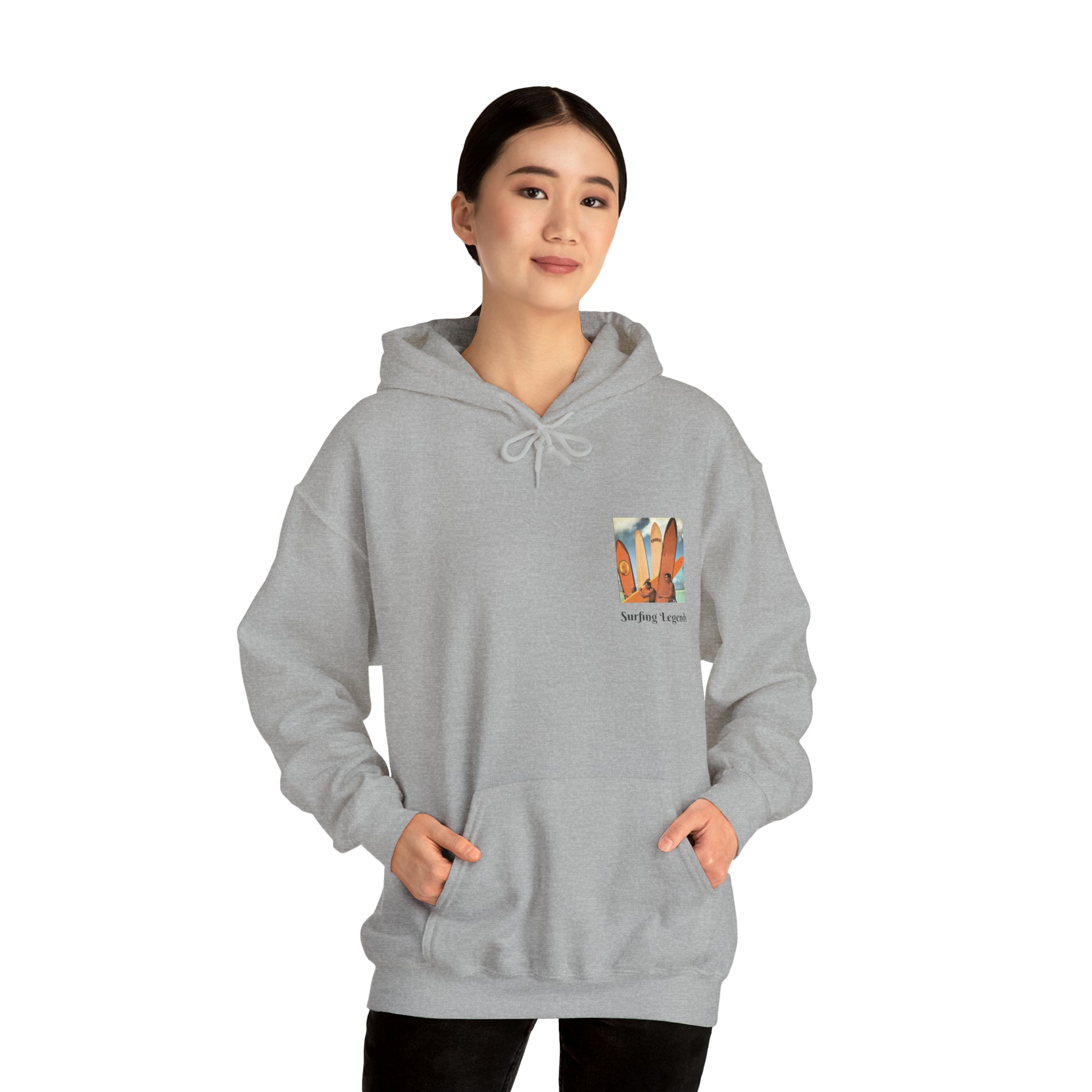 Silver Crest Waves: Surfing Tribute Hoodie in Black or Gray | Vintage Surfer Sweatshirt, Retro Board Design, Beach Apparel, Gift for Surfers-CropsyPix