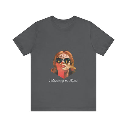 "Admiring the Blaze" Shirt - Classic Style Woman with Fiery Sunglasses Print Tee, Unisex