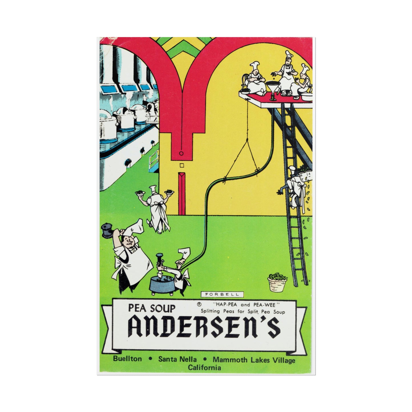 Hap-Pea Chefs at Work: Vintage Pea Soup Andersen's Poster Buelton, California-CropsyPix