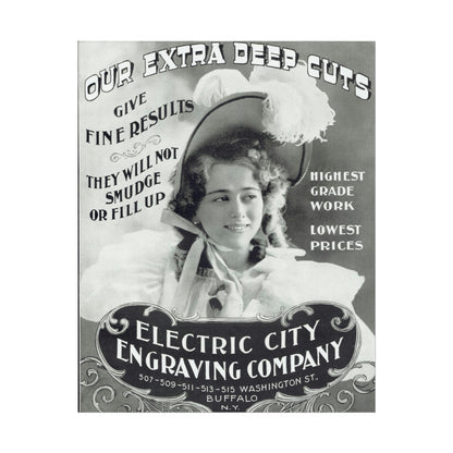 1920s Electric City Engraving Company Vintage Ad Featuring Elegant Lady - Authentic Reproduction-CropsyPix