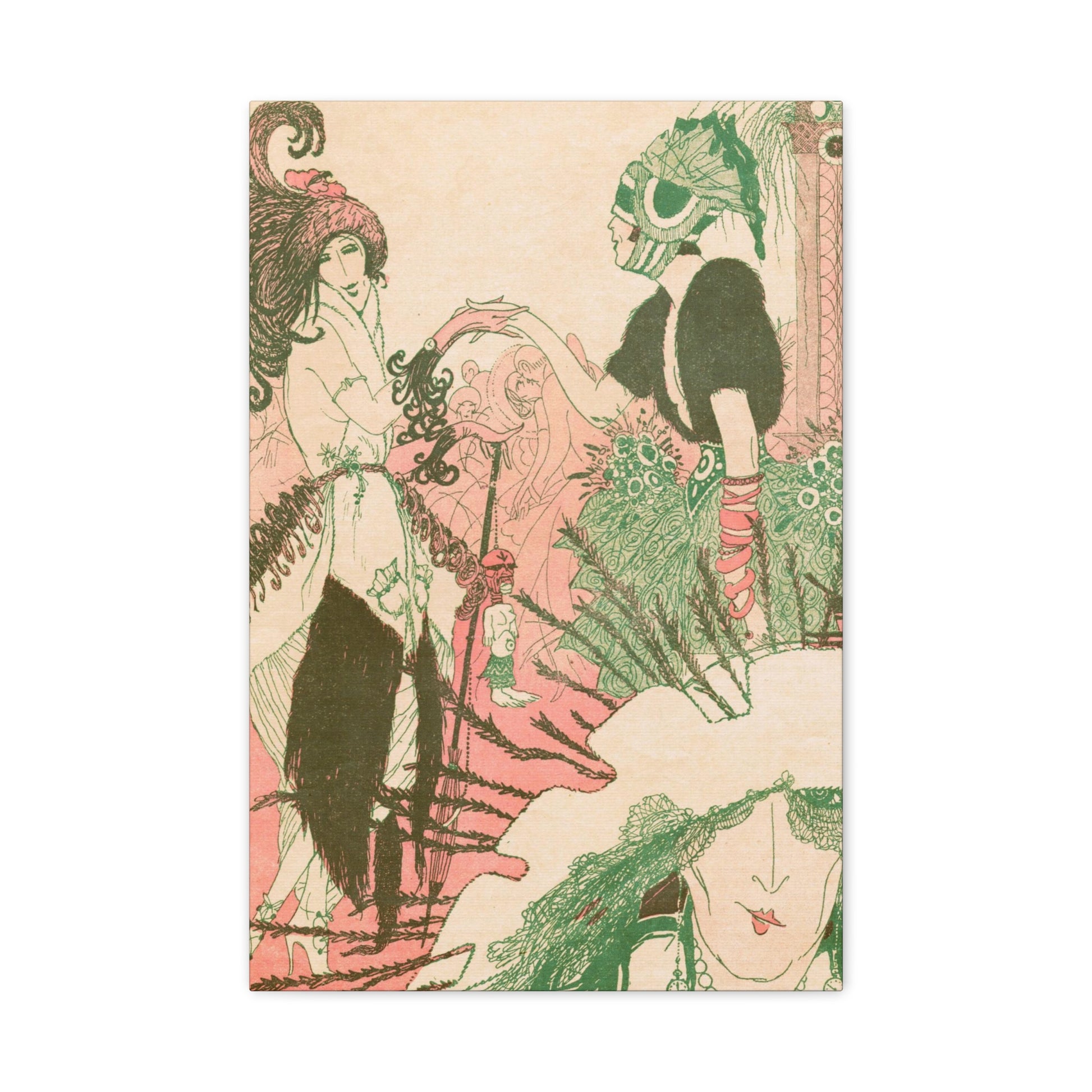 Vintage 1919 French Fashion Illustration on Canvas-CropsyPix