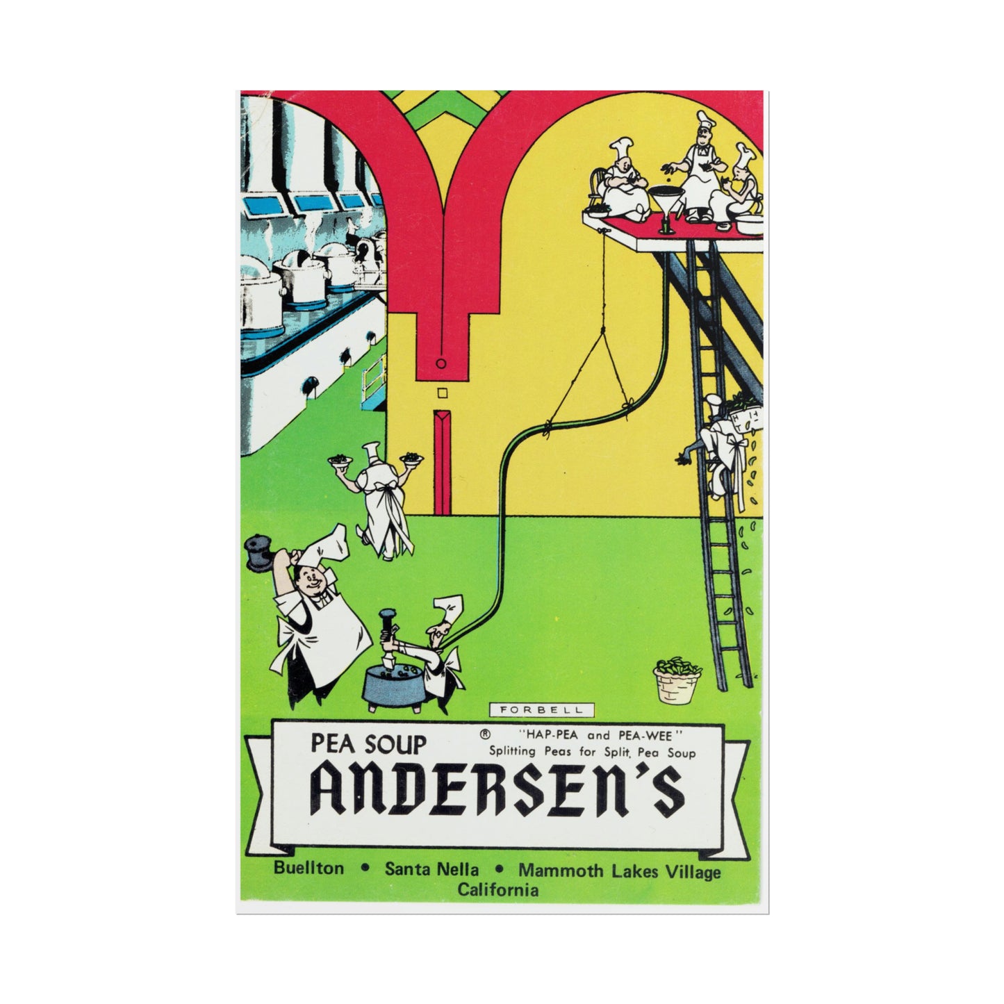 Hap-Pea Chefs at Work: Vintage Pea Soup Andersen's Poster Buelton, California-CropsyPix