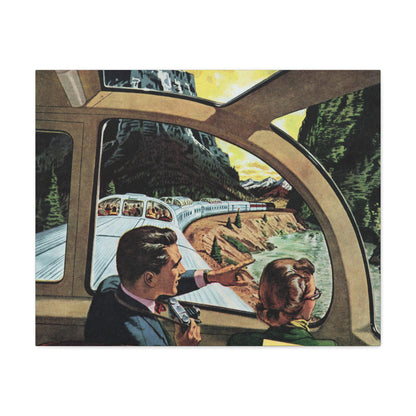 Vintage Train Journey Canvas Art - Classic Scenic Railway Travel Illustration