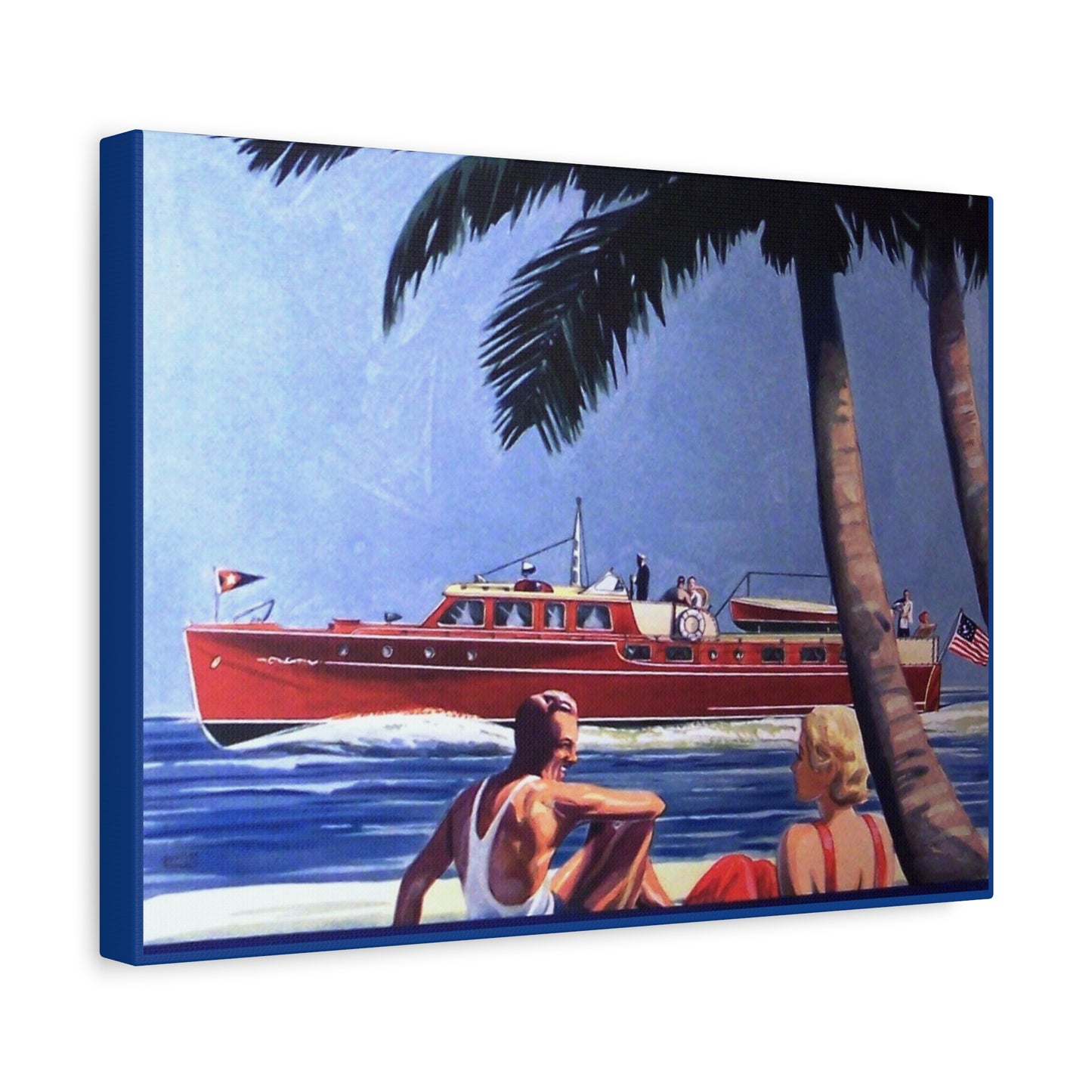 Seaside Elegance - Vintage Yacht Art Canvas Print-CropsyPix