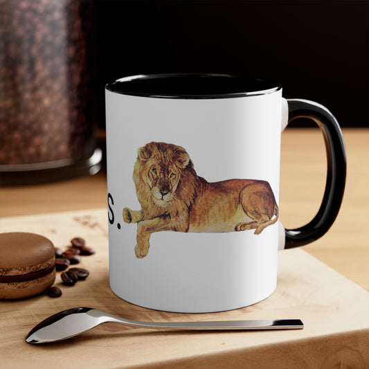 Arctic King vs. Jungle Emperor Mug - 11oz Black Handle 'Polar Bear vs. Lion' Wildlife Coffee Cup-CropsyPix