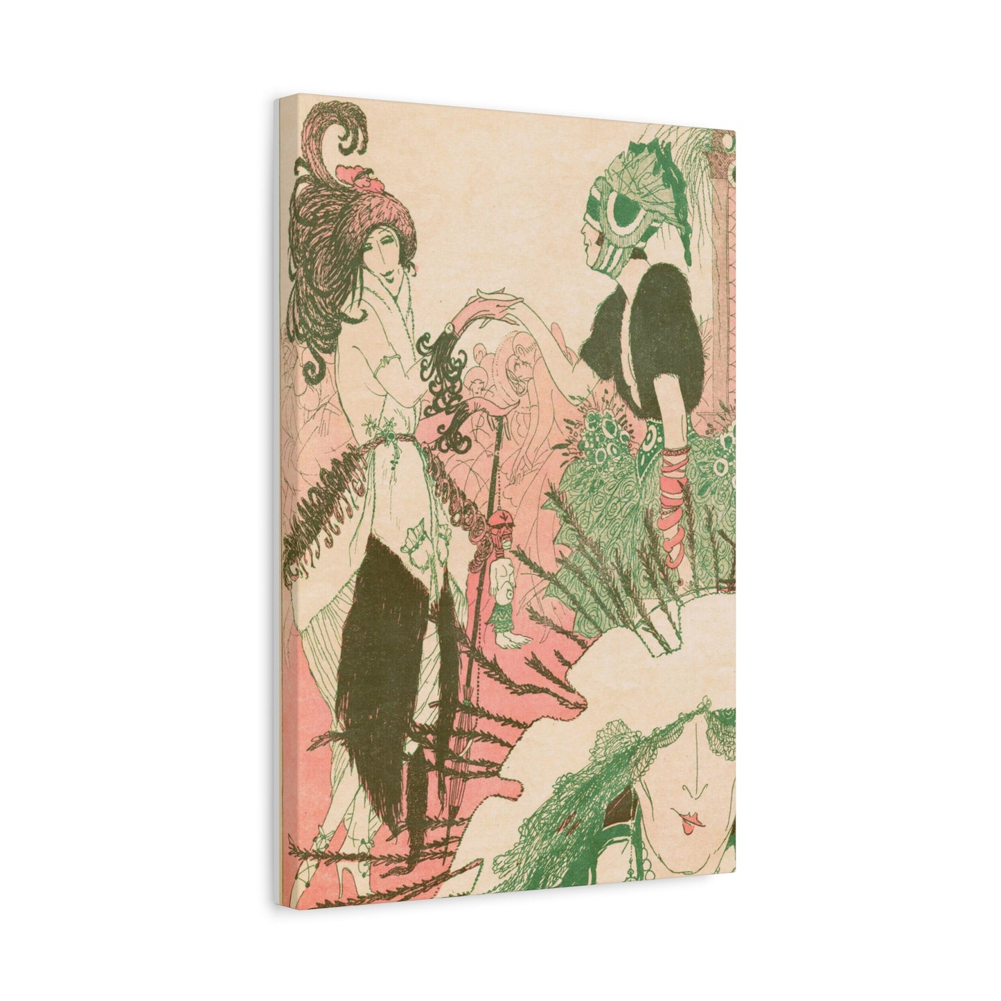 Vintage 1919 French Fashion Illustration on Canvas-CropsyPix