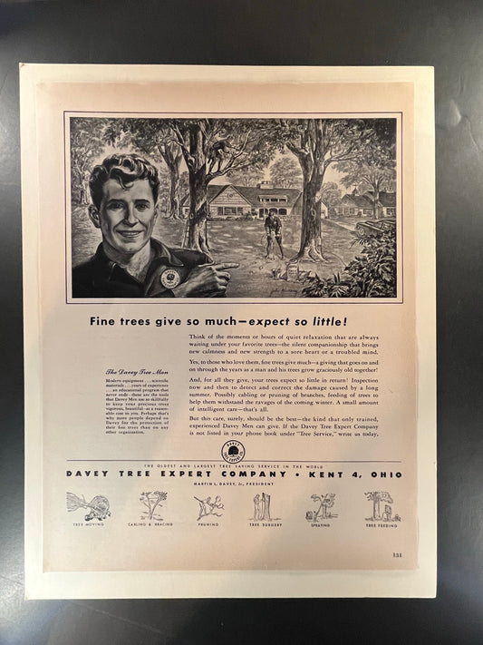 1950s Davey Tree Expert Company Advertisement - Vintage Arborist - 10x13-CropsyPix