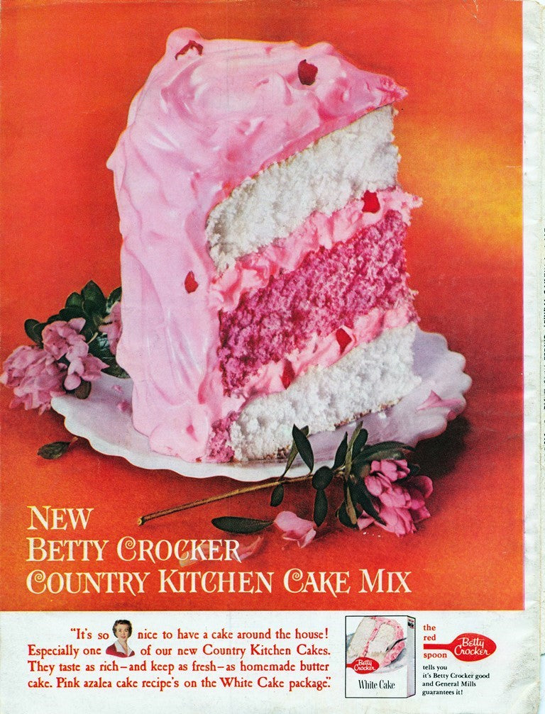 1960 Vintage Betty Crocker Country Kitchen Cake Mix Ad-CropsyPix