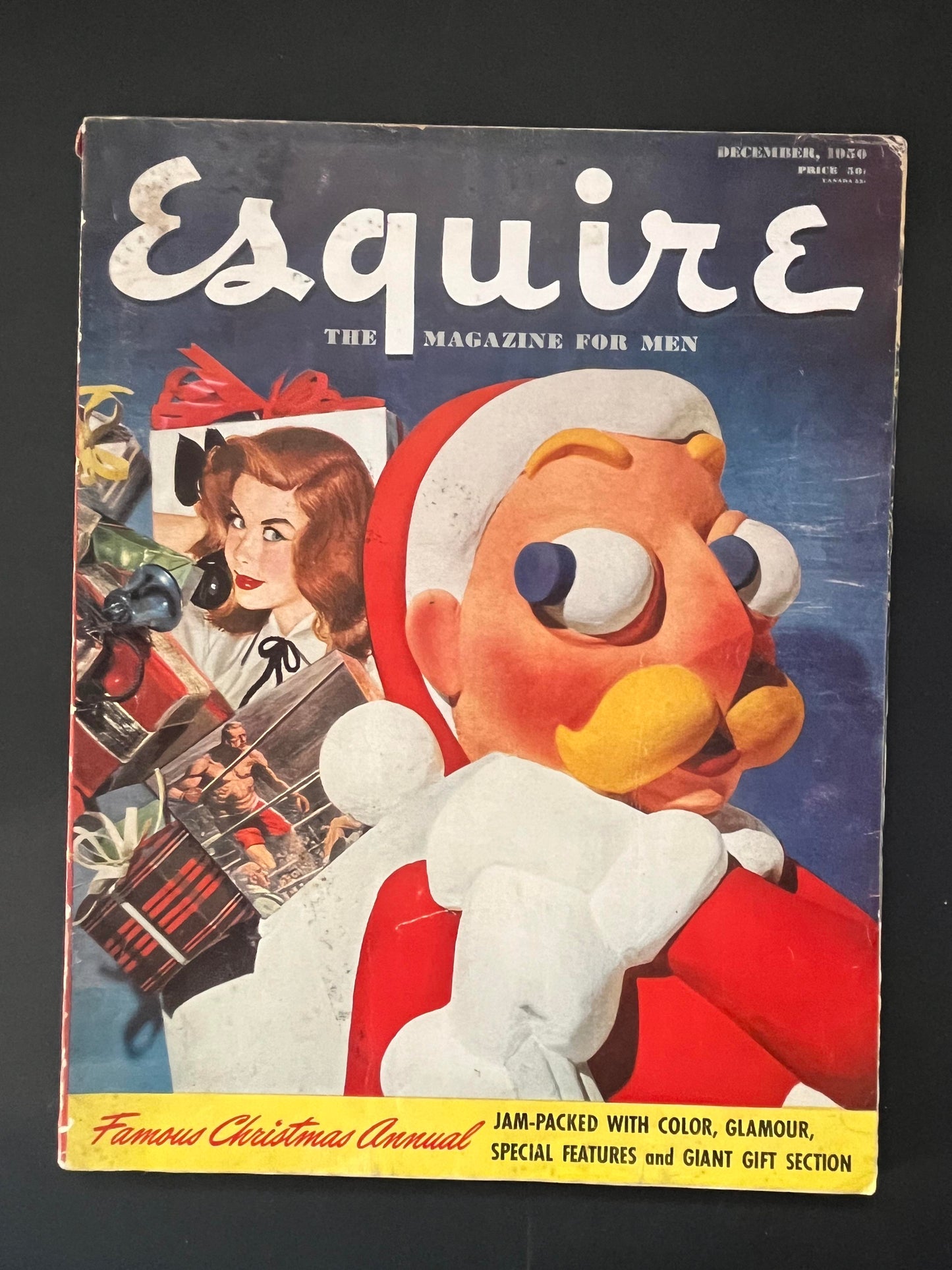 Esquire December 1950 - Famous Christmas Annual Issue, Mid-Century Men's Magazine-CropsyPix