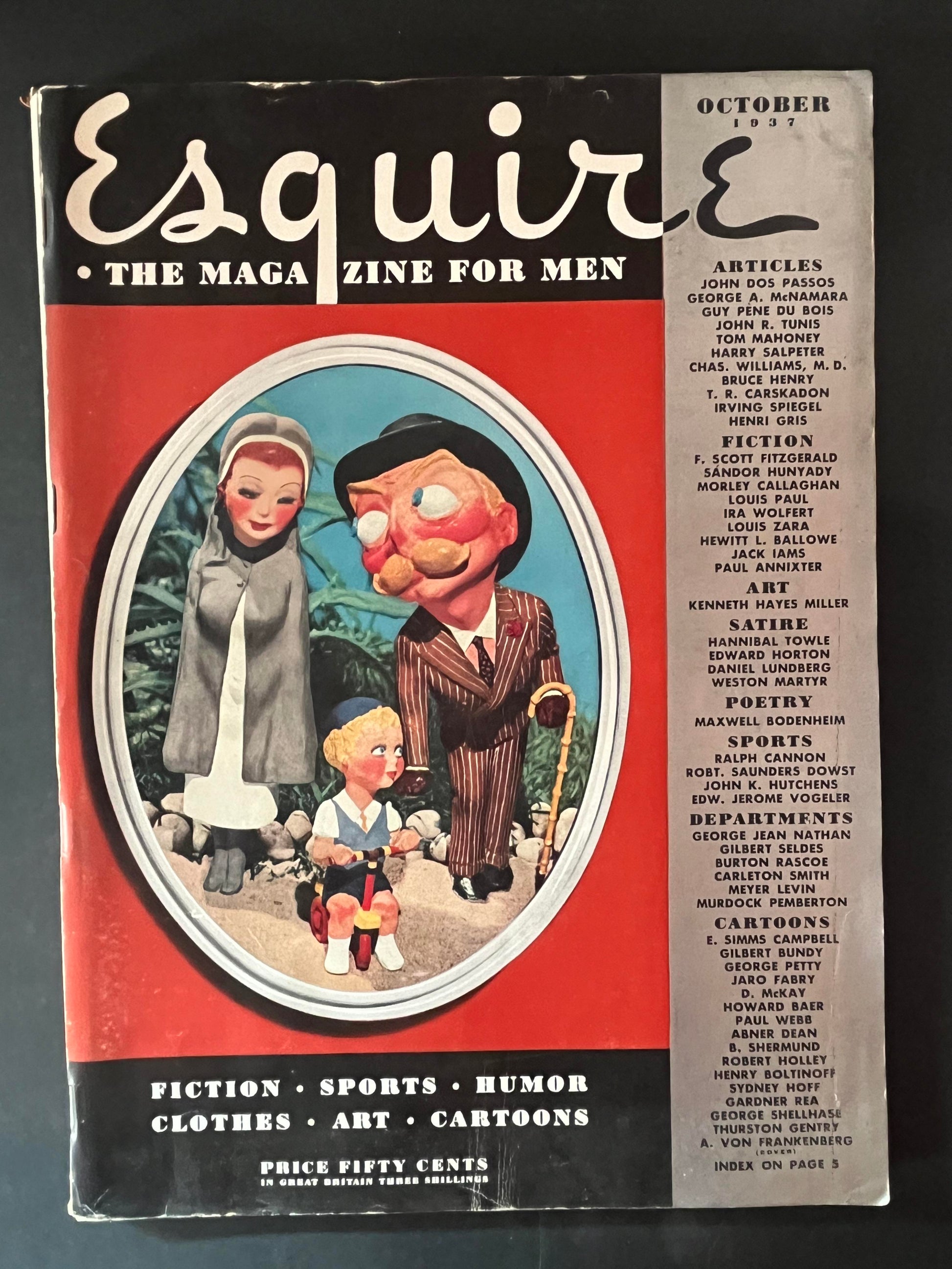 Esquire Magazine October 1937 Issue F. Scott Fitzgerald - Vintage Men's Fashion & Literature Collector's Item-CropsyPix