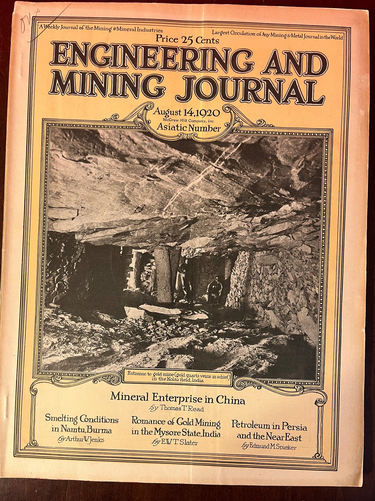 1920 Engineering and Mining Journal - August Asiatic Edition