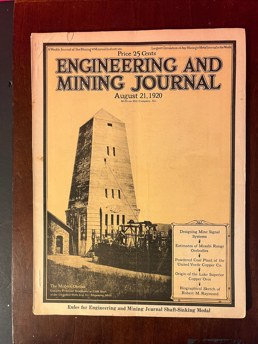 1920 Engineering and Mining Journal - August 21 Edition, Industrial Heritage Collectible