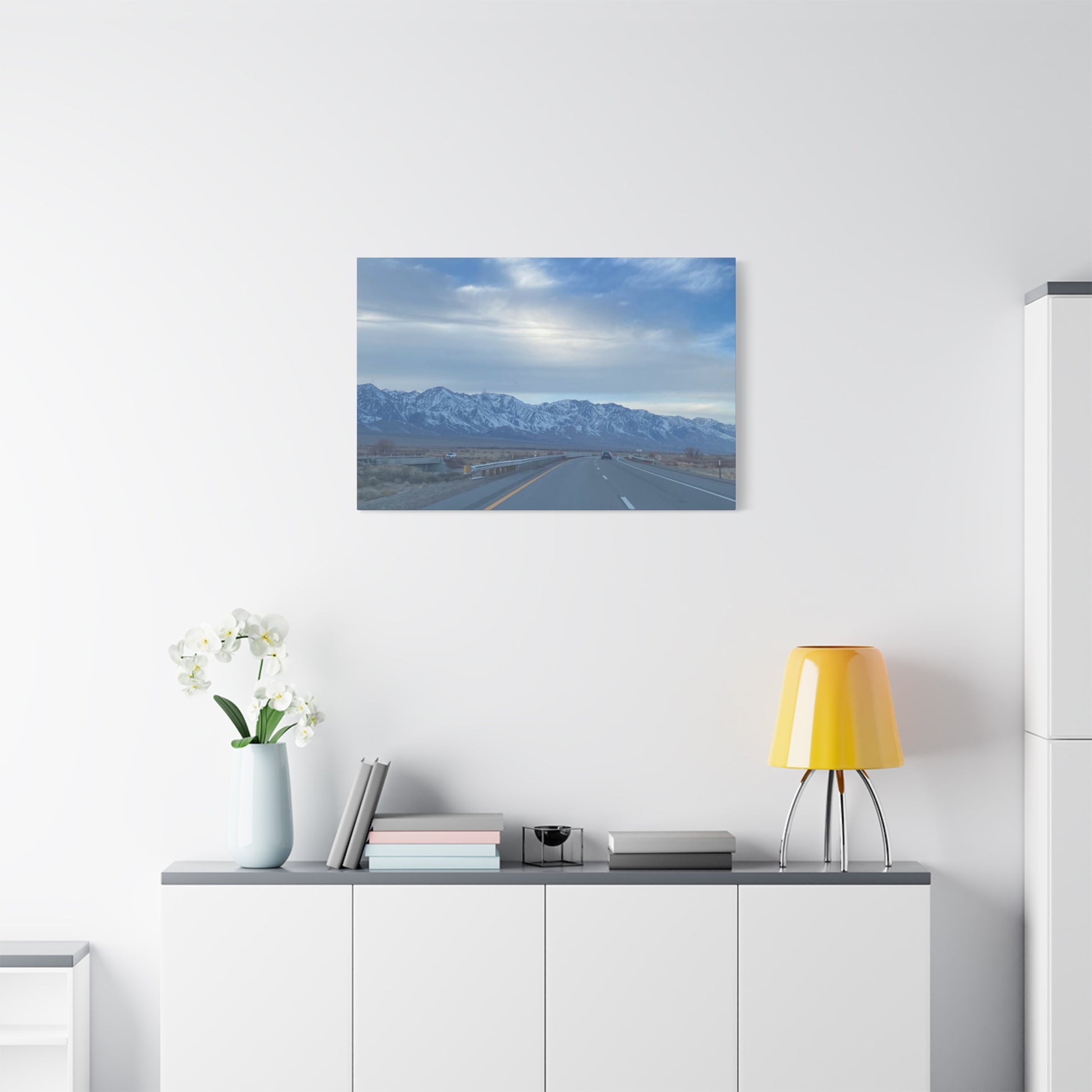 Highway 395 California Canvas Art - Serene Sierra Nevada Mountainscape-CropsyPix