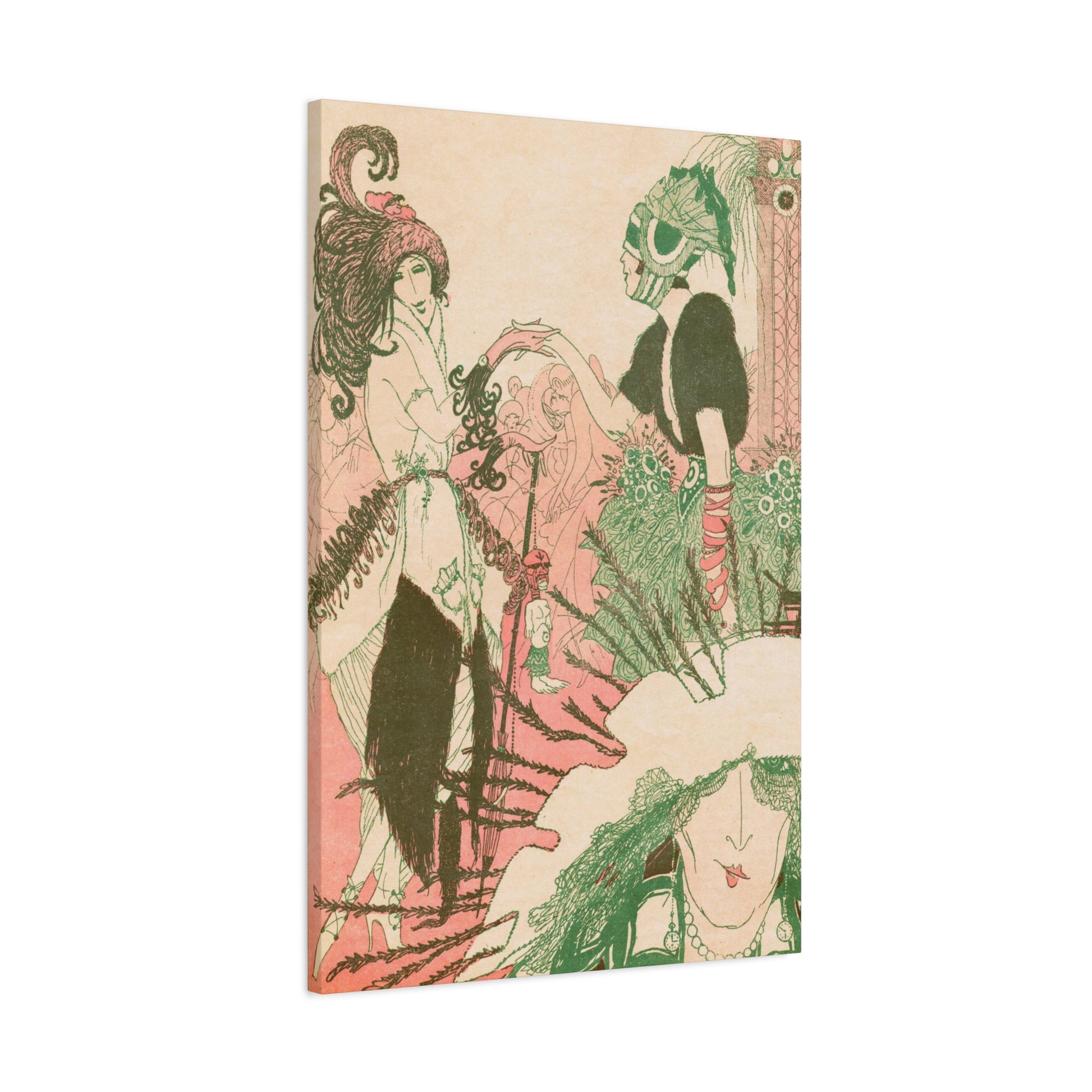 Vintage 1919 French Fashion Illustration on Canvas-CropsyPix