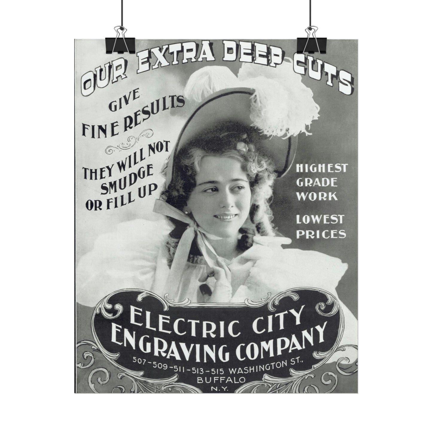 1920s Electric City Engraving Company Vintage Ad Featuring Elegant Lady - Authentic Reproduction-CropsyPix