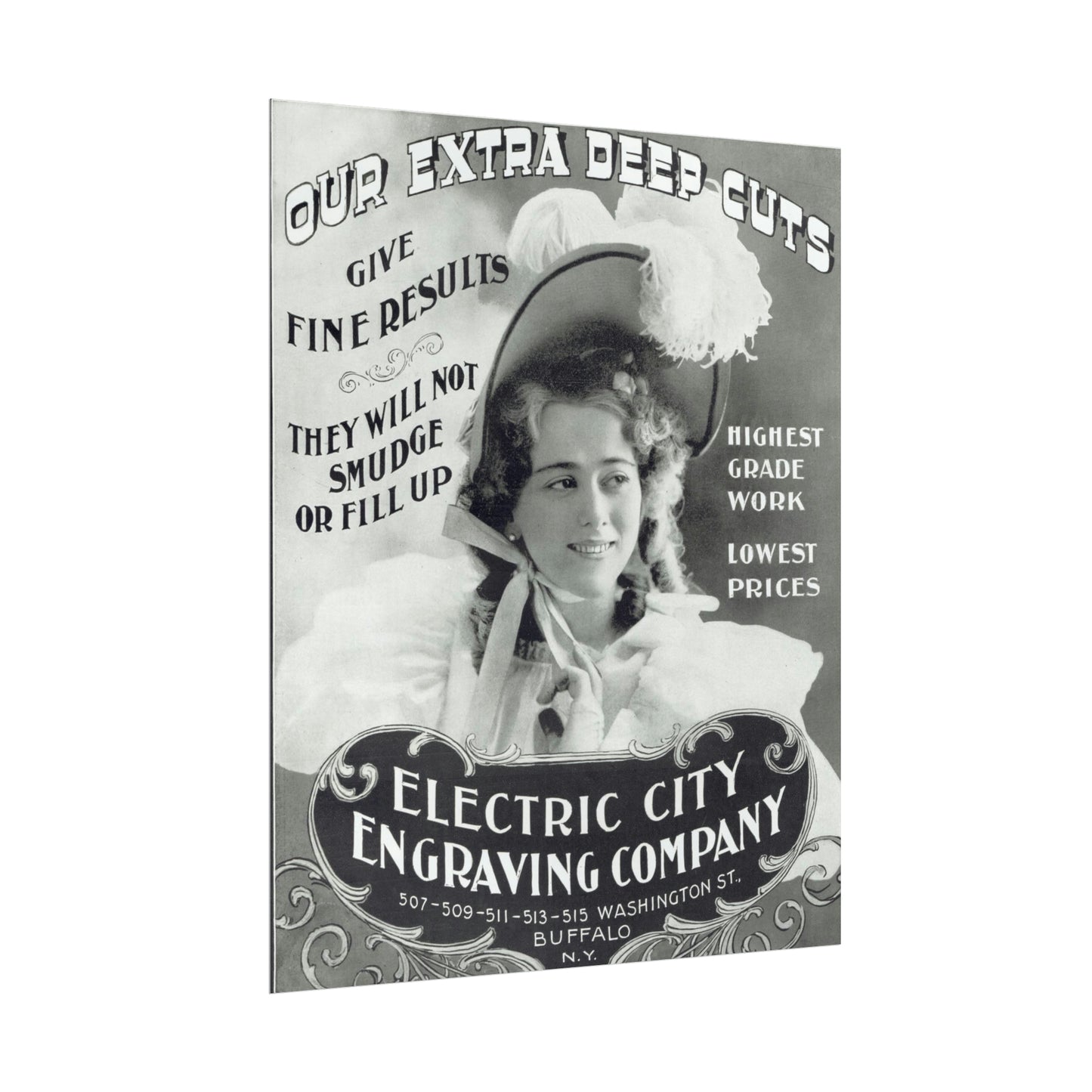 1920s Electric City Engraving Company Vintage Ad Featuring Elegant Lady - Authentic Reproduction-CropsyPix