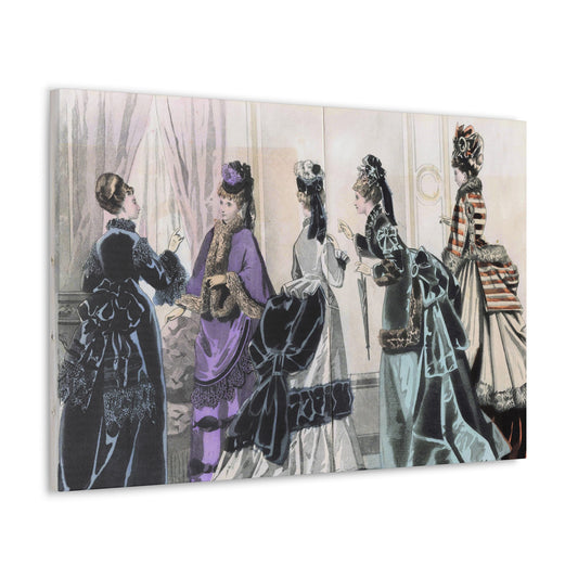 Victorian Elegance: 19th Century Ladies' Social Gathering Canvas Print