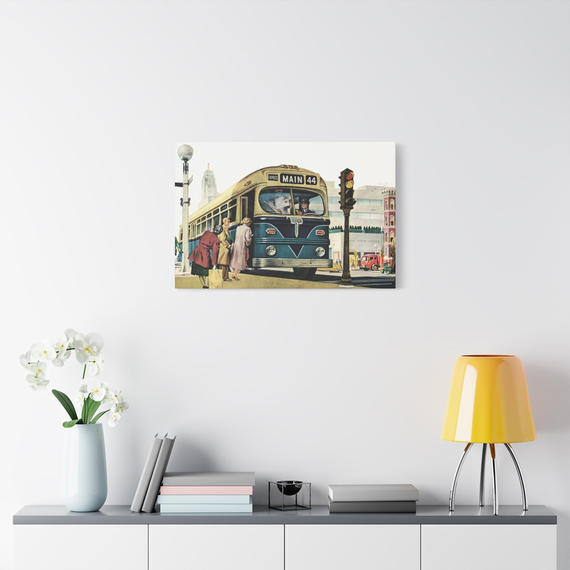 Main 44 Express: A Journey Through Vintage Streets Canvas Art-CropsyPix