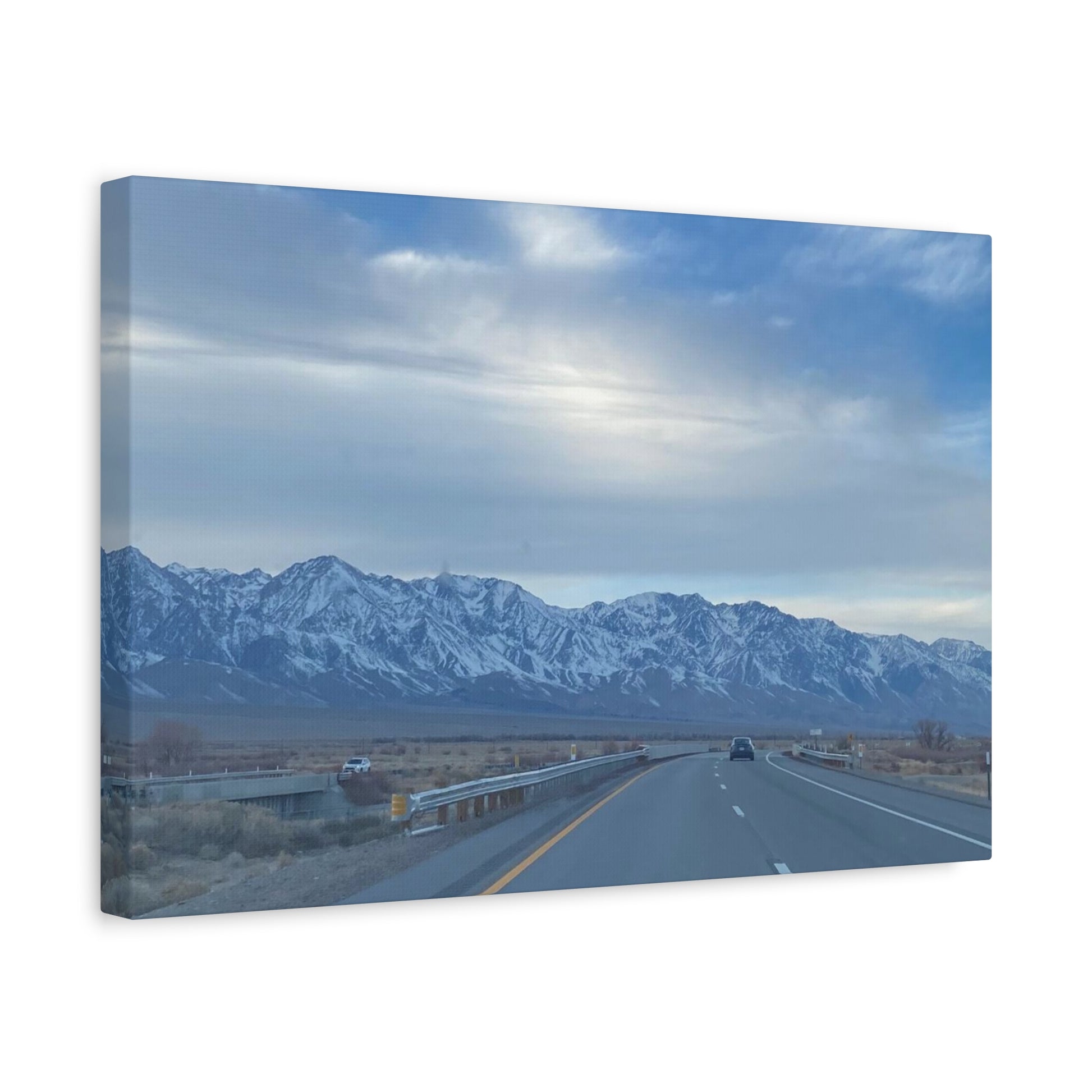 Highway 395 California Canvas Art - Serene Sierra Nevada Mountainscape-CropsyPix