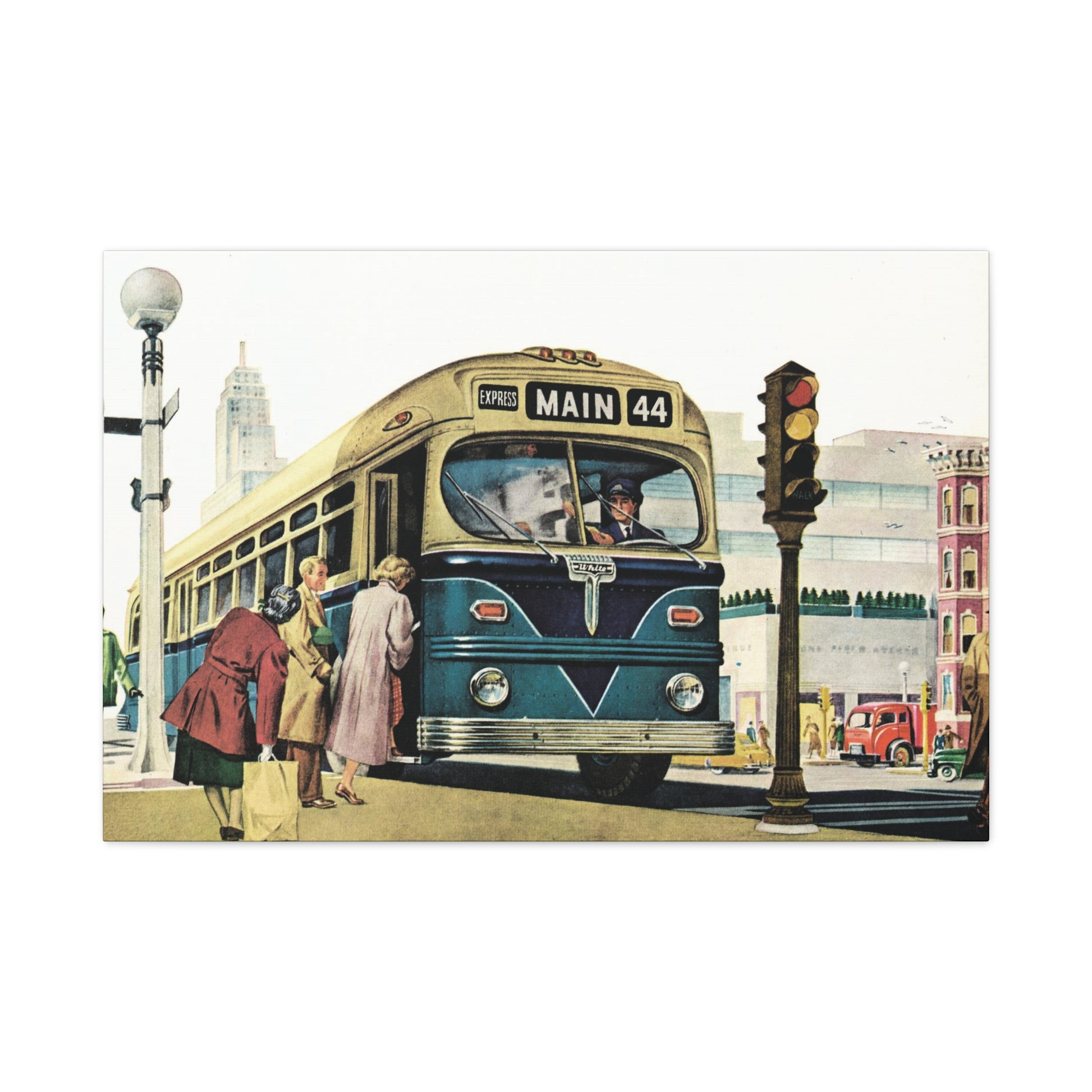 Main 44 Express: A Journey Through Vintage Streets Canvas Art-CropsyPix