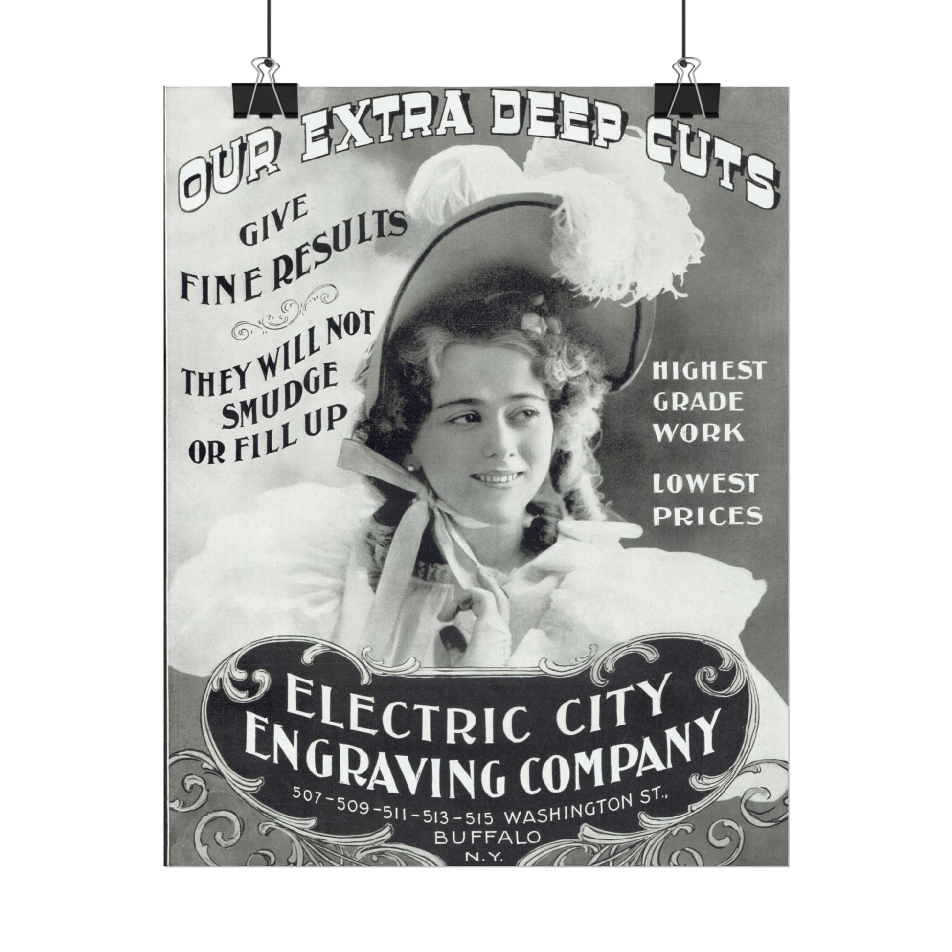 1920s Electric City Engraving Company Vintage Ad Featuring Elegant Lady - Authentic Reproduction-CropsyPix