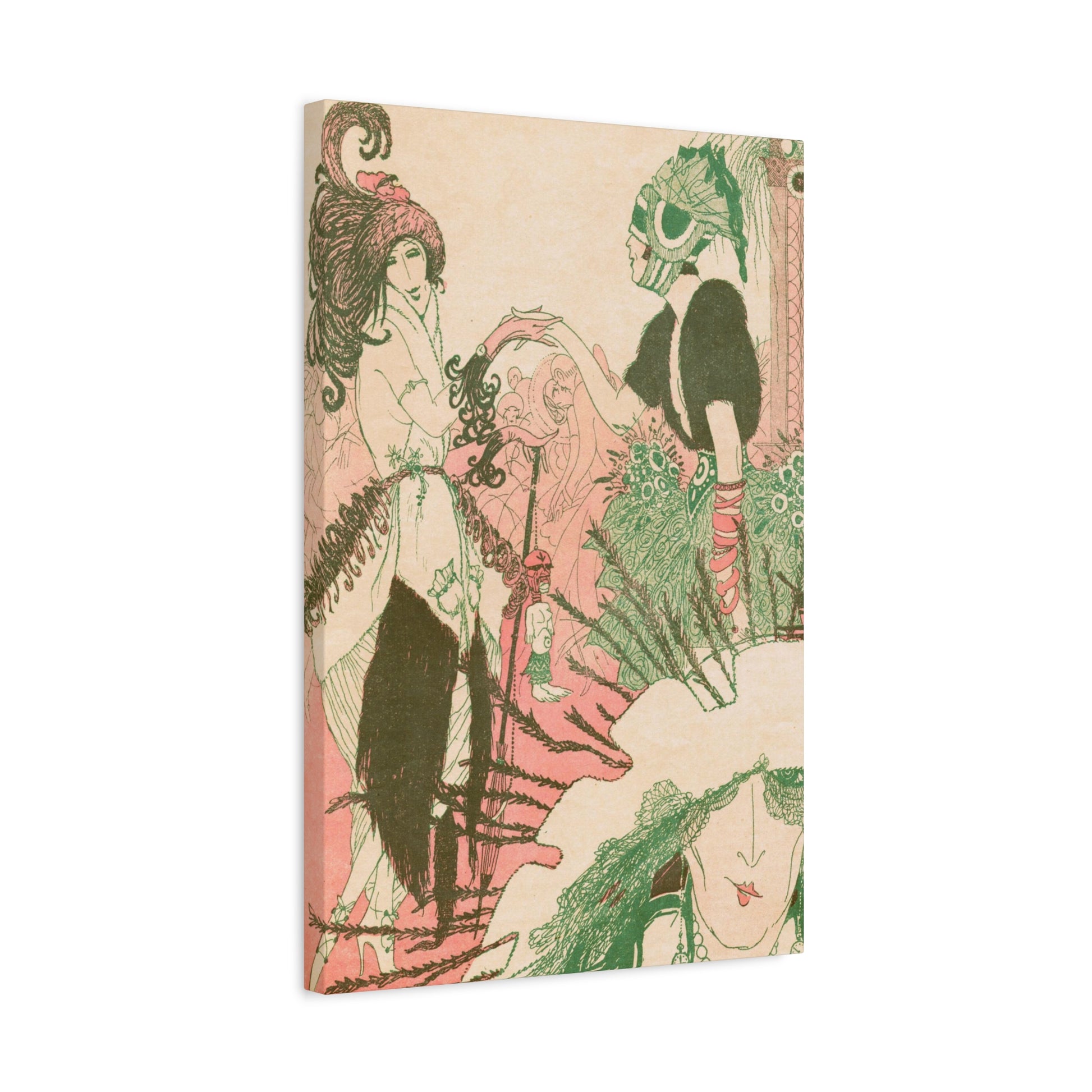 Vintage 1919 French Fashion Illustration on Canvas-CropsyPix