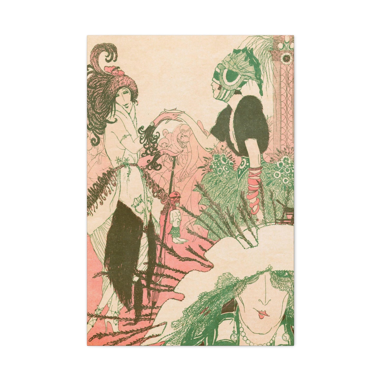 Vintage 1919 French Fashion Illustration on Canvas-CropsyPix