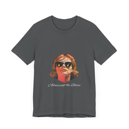 "Admiring the Blaze" Shirt - Classic Style Woman with Fiery Sunglasses Print Tee, Unisex