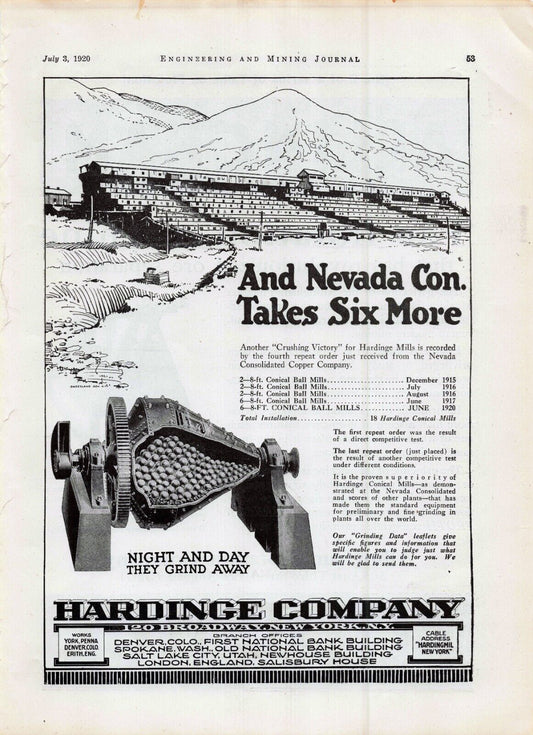 1920 Hardinge Conical Ball Mills Original Ad, Industrial Decor 8.5x11
