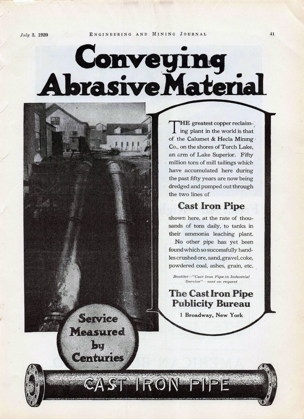 Antique 1920 Cast Iron Pipe Advertisement, Classic Industrial 8.5x11