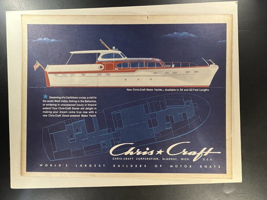 Chris-Craft Boat Vintage Advertisement - 1950s Nautical Collectible - 10x13