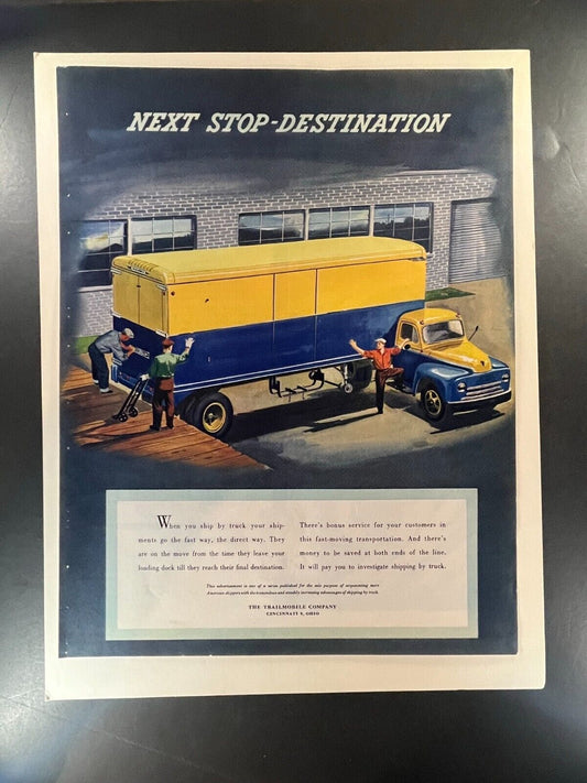 1950s Trailmobile Company Transport Vintage Ad - 10x13 Classic Trucking Industry