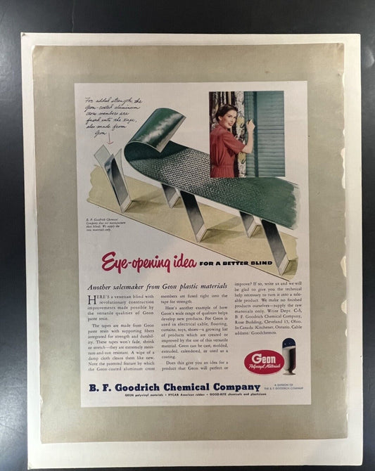 B.F. Goodrich Chemicals Geon Plastic Materials Vintage Ad - 1950s 10x13