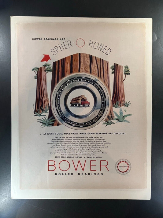 1950s Bower Roller Bearings Vintage Ad - 10x13 Industrial Engineering Decor