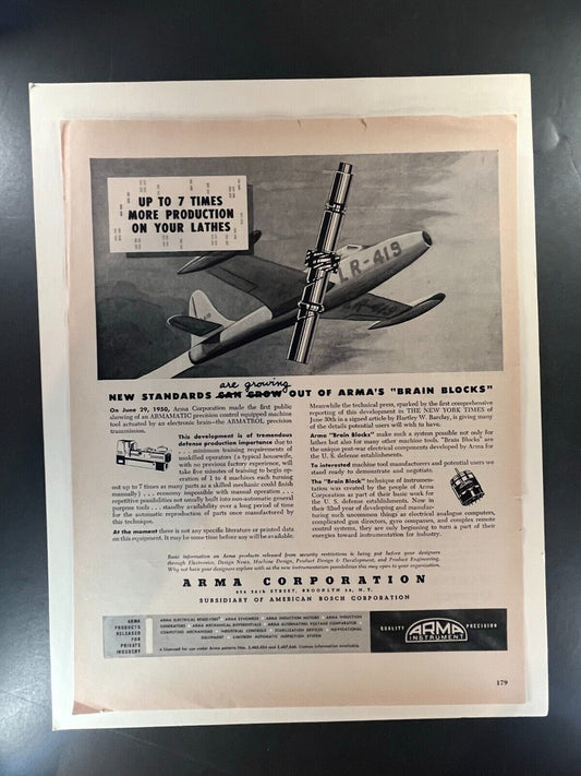 1950s Arma Corporation 'Brain Blocks' Vintage Advertisement - 10x13 Aerospace