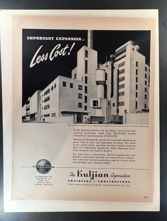 Vintage Kuljian Corporation Advertisement - 1950s Industrial Expansion - 10x13