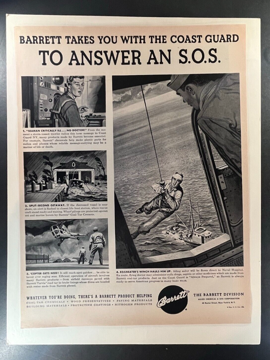 1950s Barrett Division Coast Guard Rescue Vintage Ad - 10x13 Nautical History